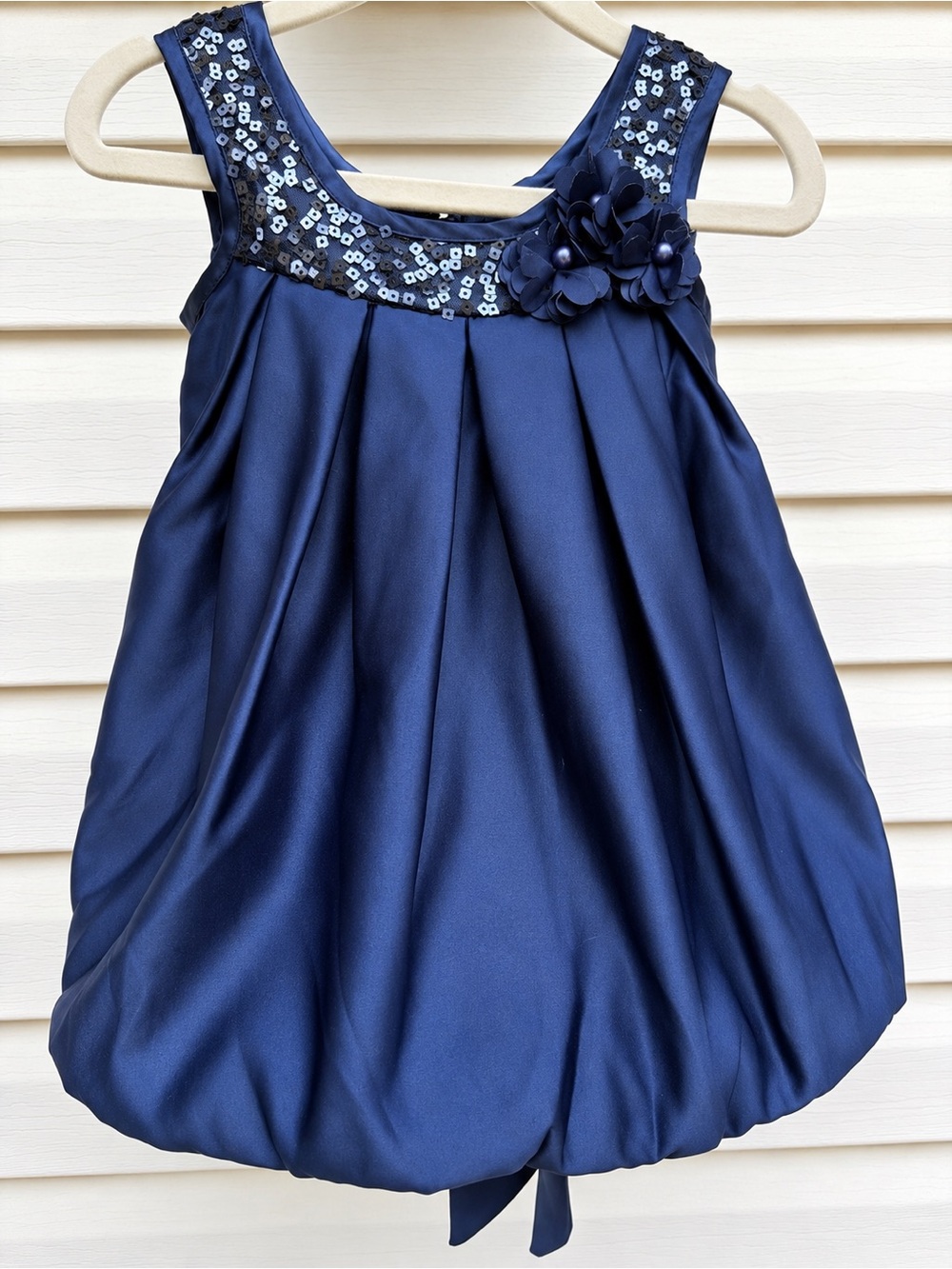 Princess Faith 18M Navy Sequin Floral Bubble Party Dress